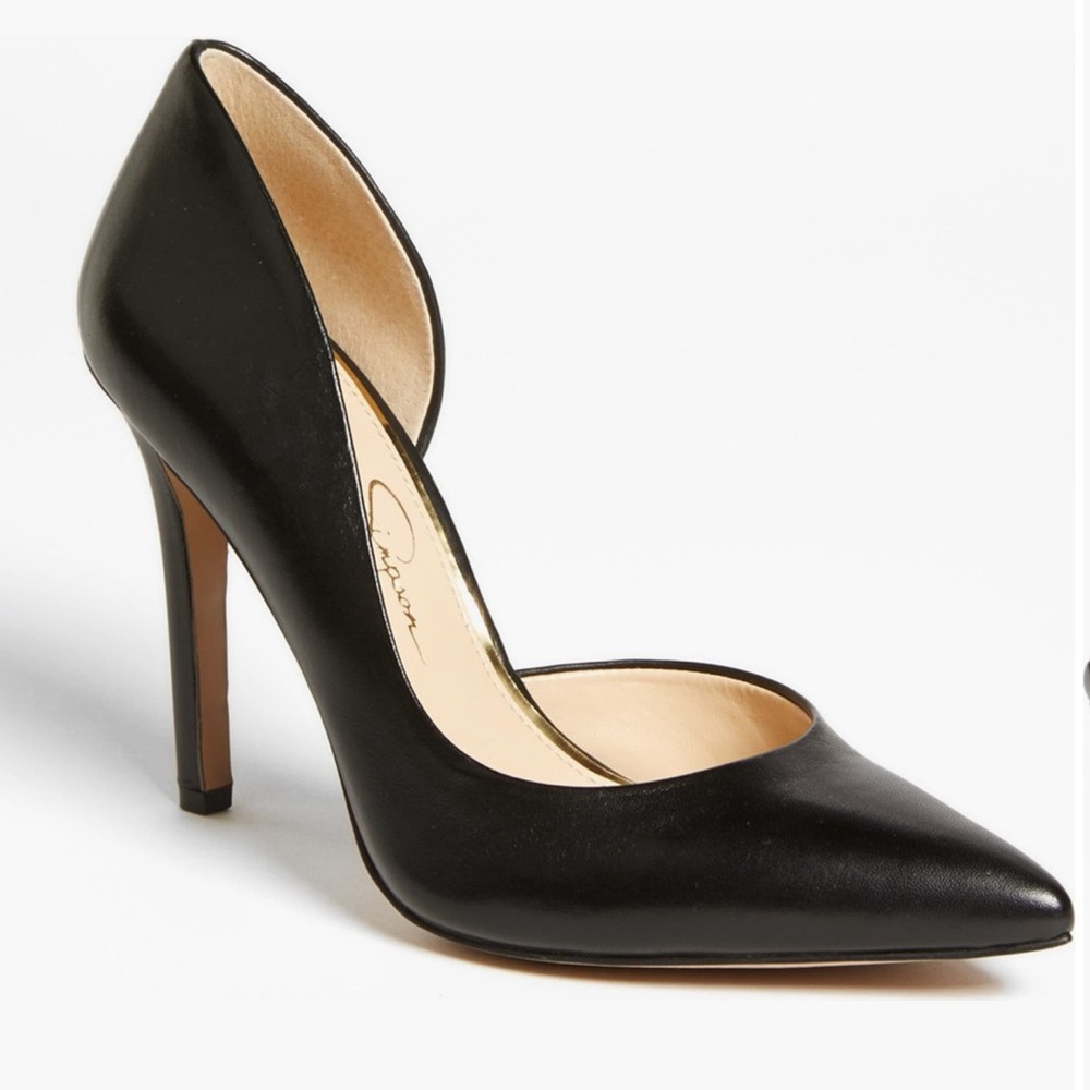 Jessica Simpson ‘Claudette' Half d'Orsay Pump - black leather